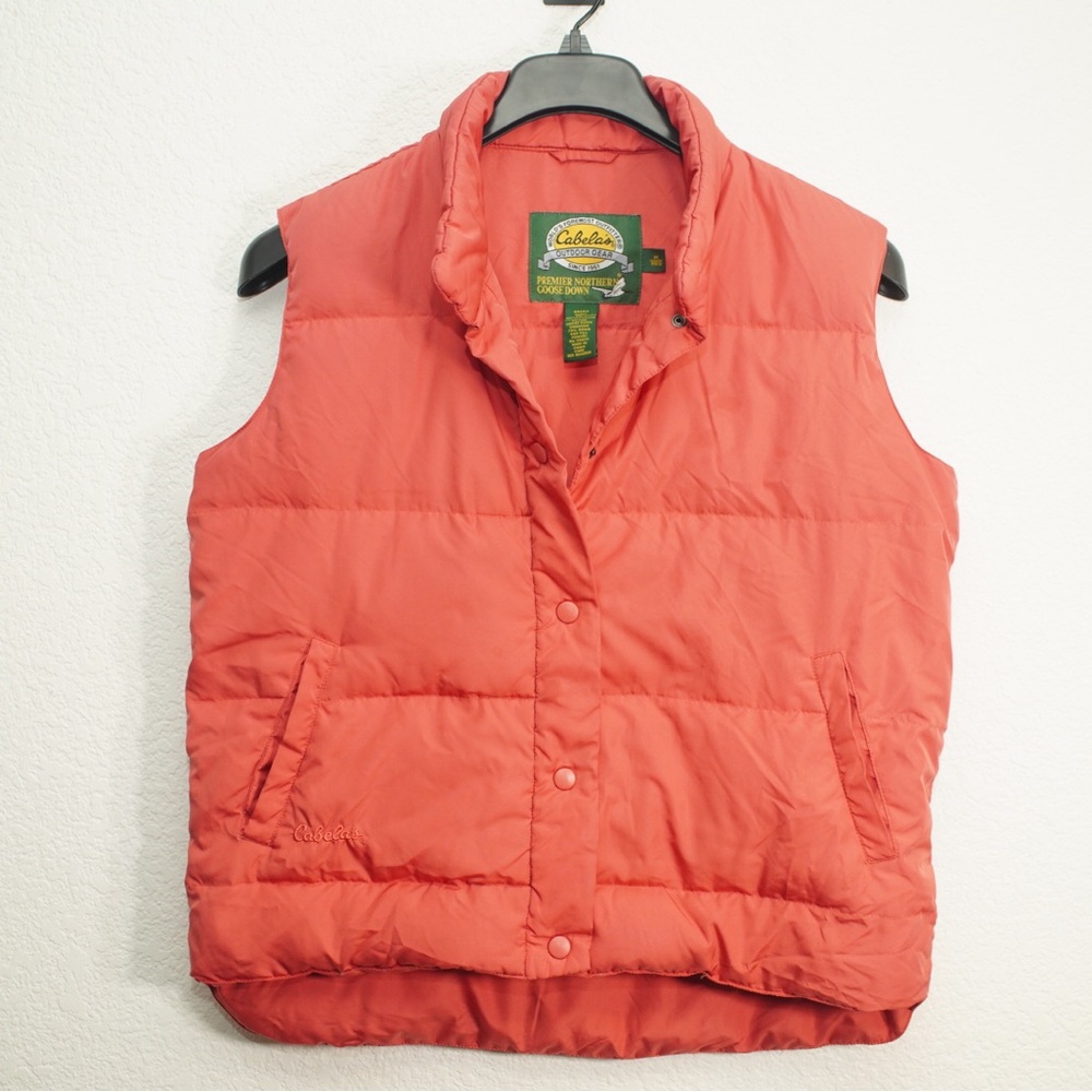 CABELA'S Premier Northern Goose Down Puffer Vest Women Medium Pink Zip Bass Pro